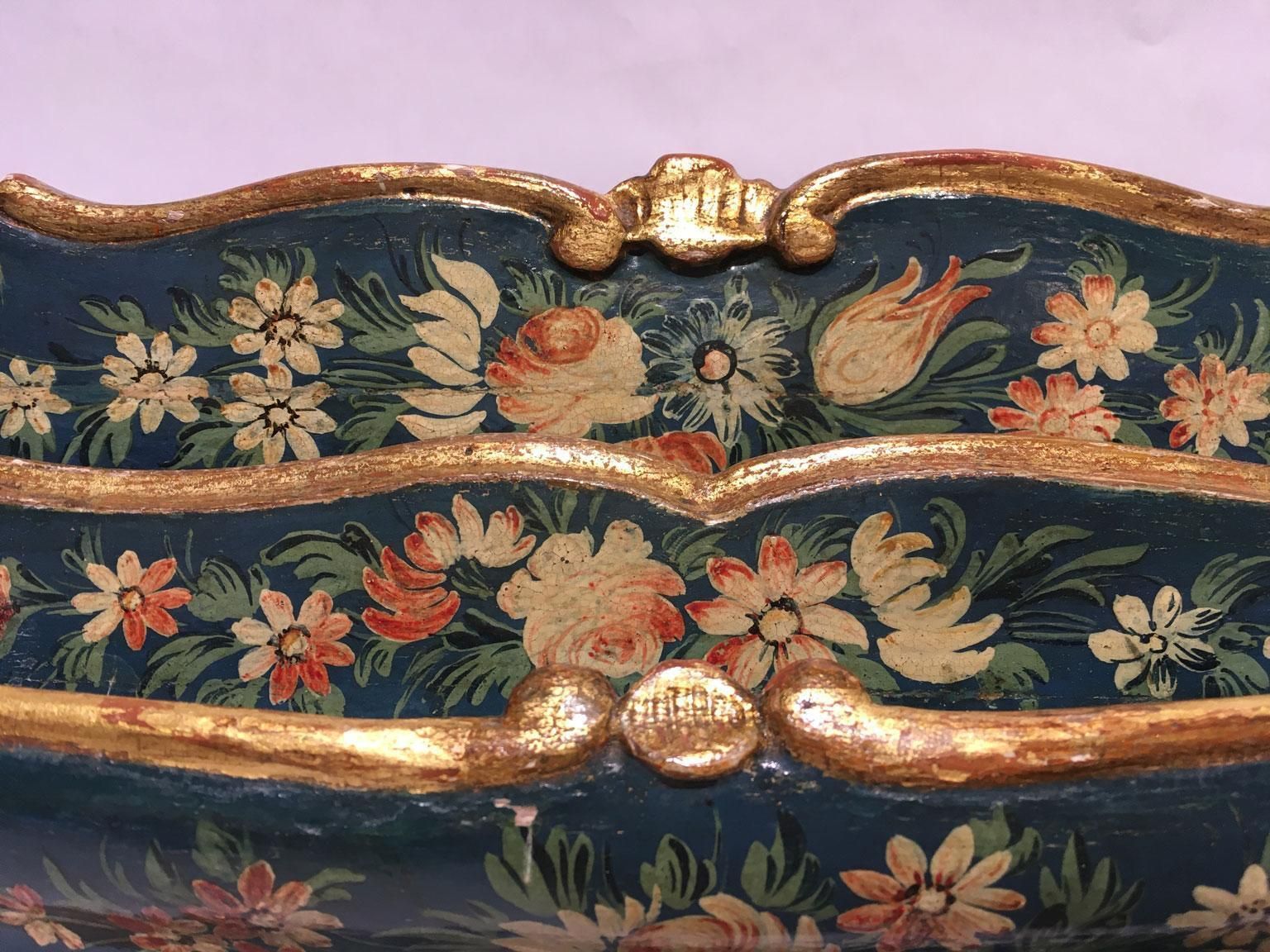 1775 Venezia Italy Blue Lacquered Wooden Engraved Tablepaper Holder With Flowers photo buy