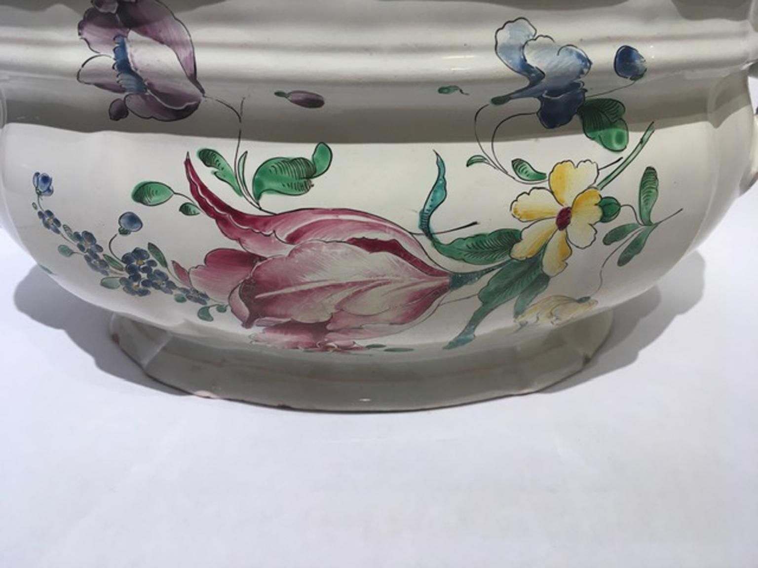 France Mid 18th Century Porcelain Soup Bowl Flowers And Fruits Drawings photo furniture