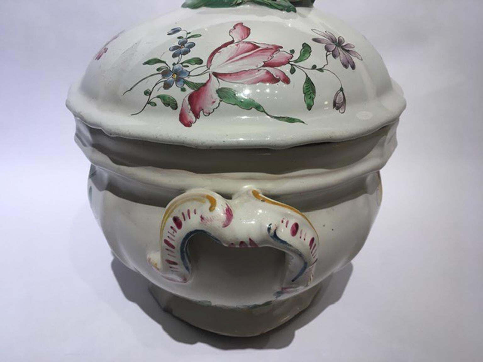 photo buy France Mid 18th Century Porcelain Soup Bowl Flowers And Fruits Drawings