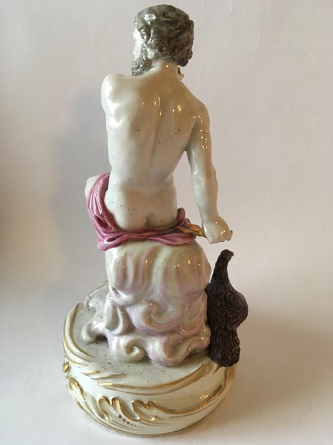 Europe 18th Century Attribuited To Meissen Porcelain Giove Figurine photo for sale