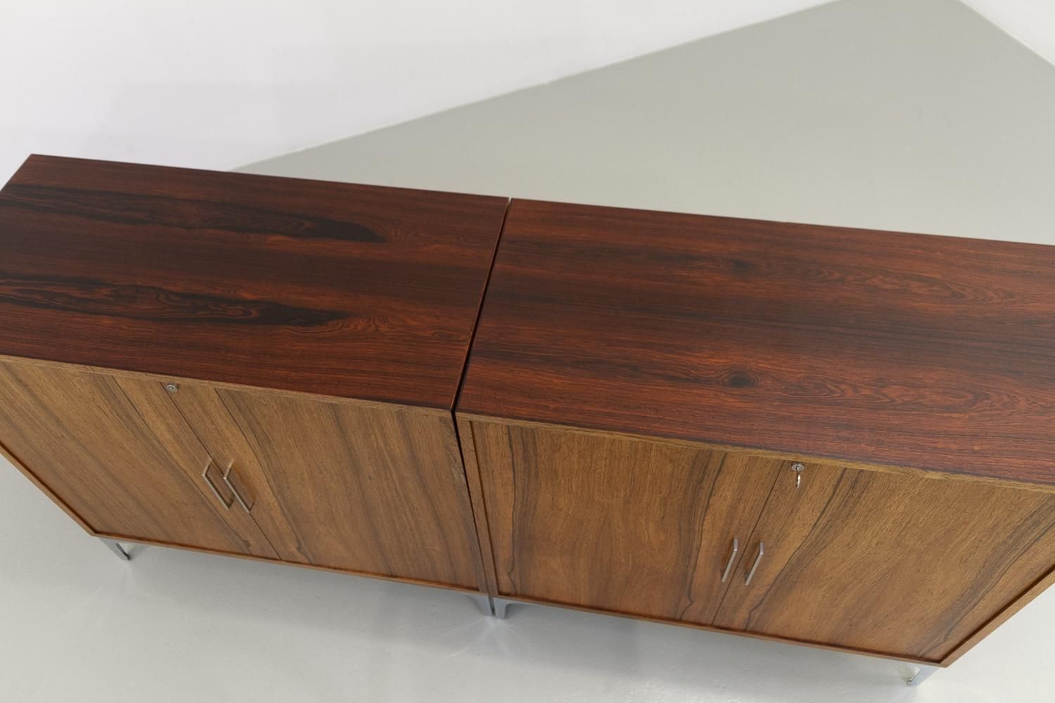 Furniture Danish Modern Rosewood Cabinets By Bjerringbro Savværk, 1960s. Set Of 2. photo