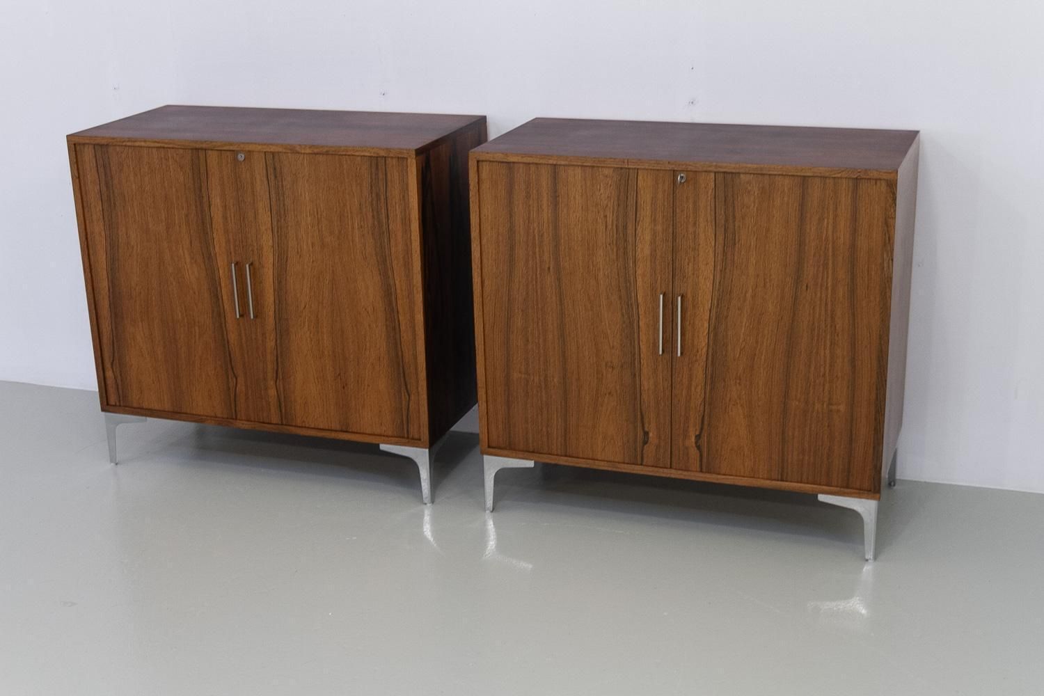 photo vintage Danish Modern Rosewood Cabinets By Bjerringbro Savværk, 1960s. Set Of 2.