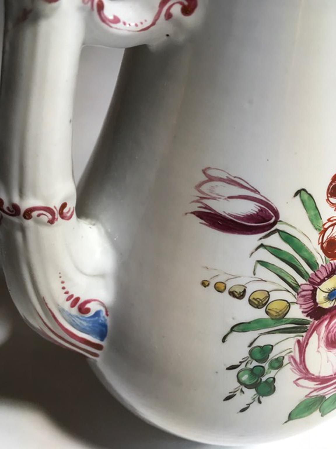 photo buy Italy 19th Century Richard Ginori Porcelain Coffee Pot With Flowers Decor