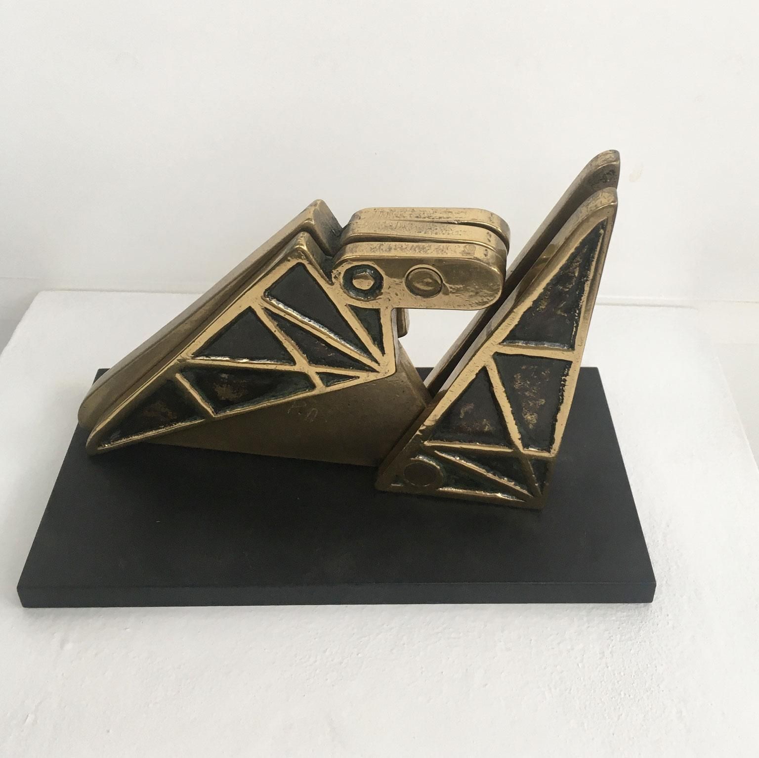 photo vintage 1980 Italy Bronze Abstract Kinetic Sculpture Bruno Chersicla Playwork