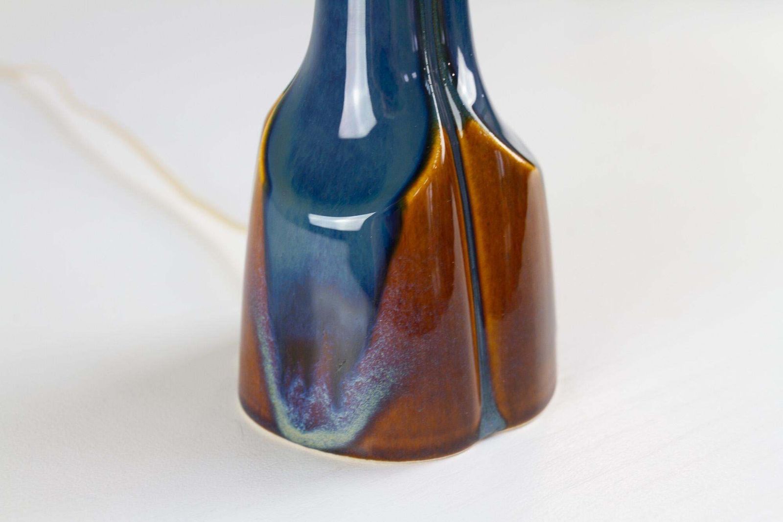 Danish Modern Blue/Brown Ceramic Table Lamp By E. Johansen For Søholm, 1960s. photo 382.0
