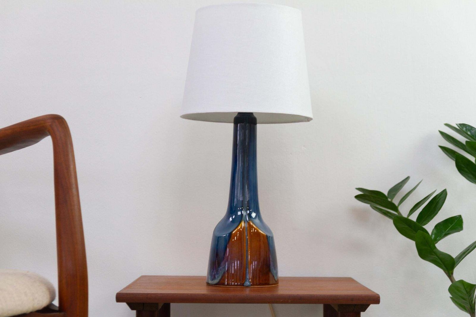 photo buy Danish Modern Blue/Brown Ceramic Table Lamp By E. Johansen For Søholm, 1960s.