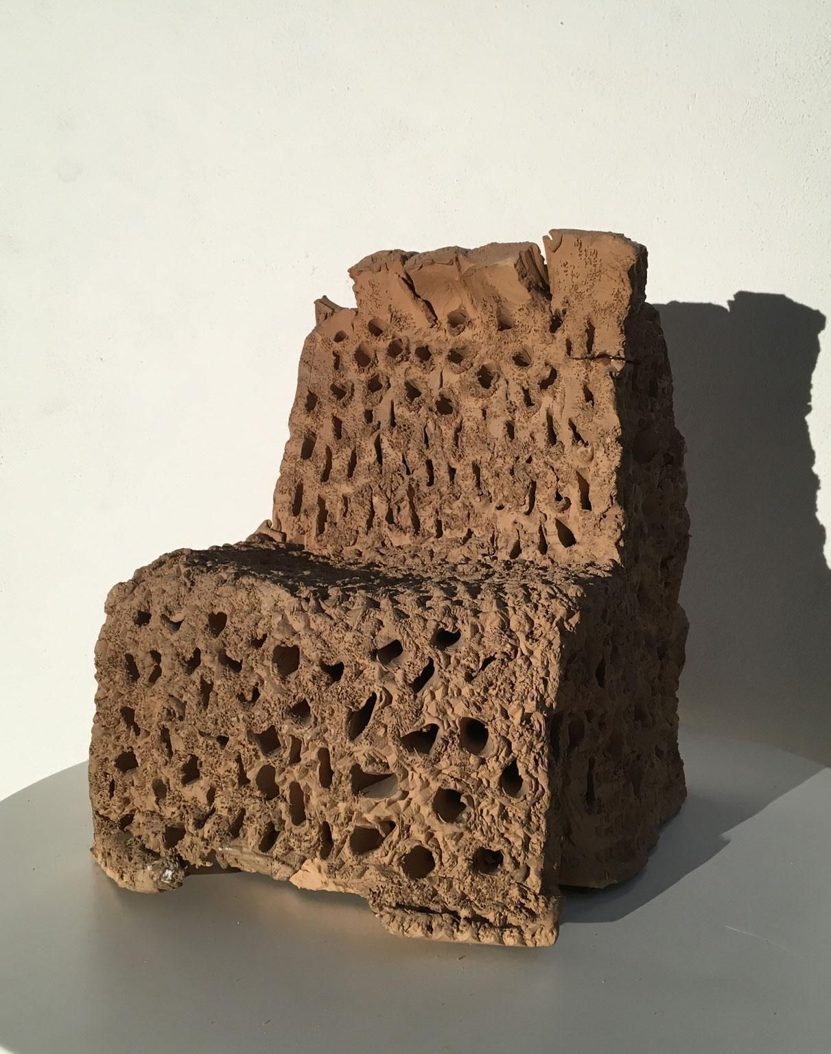 1985 Italy Terracotta Abstract Sculpture By Urano Palma Terracotta Throne photo furniture
