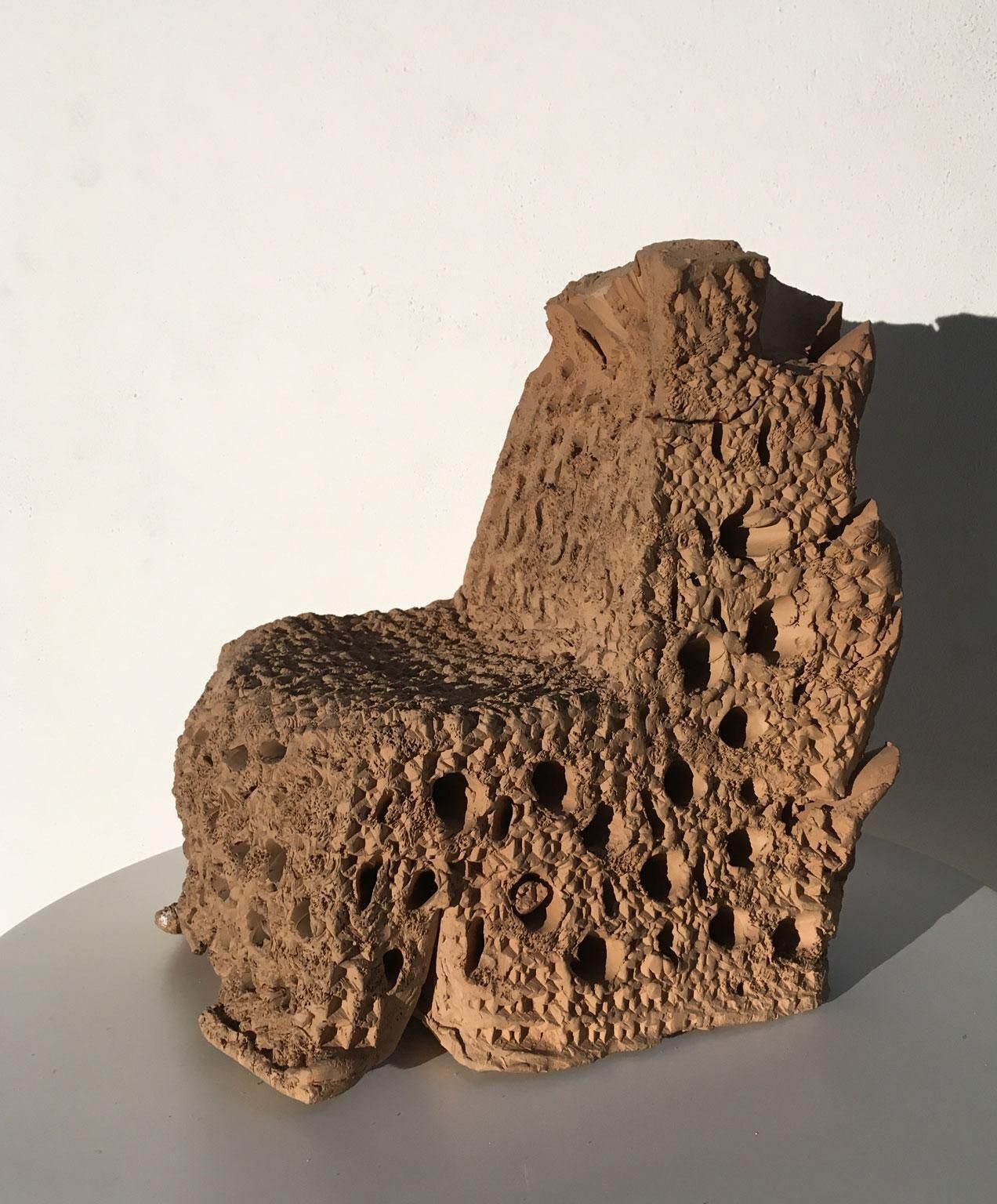 photo vintage 1985 Italy Terracotta Abstract Sculpture By Urano Palma Terracotta Throne