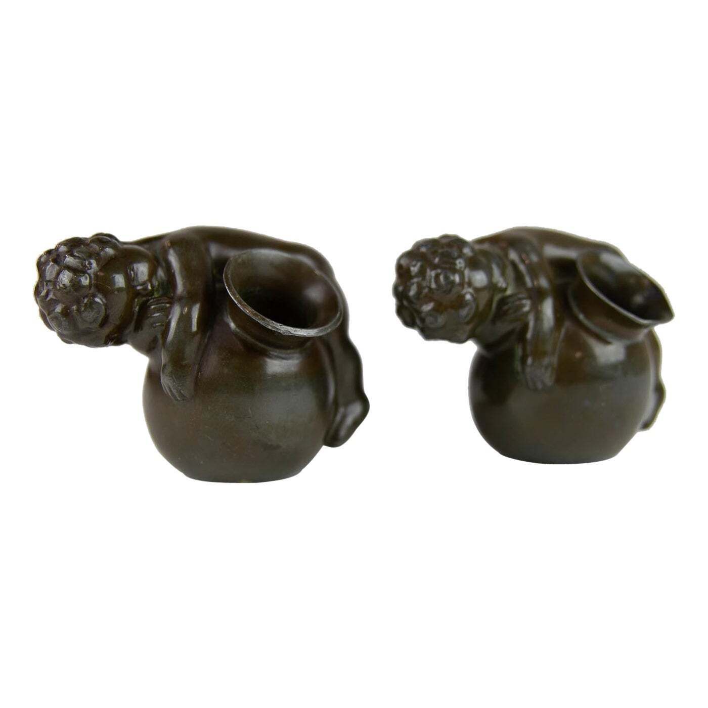 Art Deco Pen Holders In Disko Metal By Just Andersen, 1930s. Set Of 2.