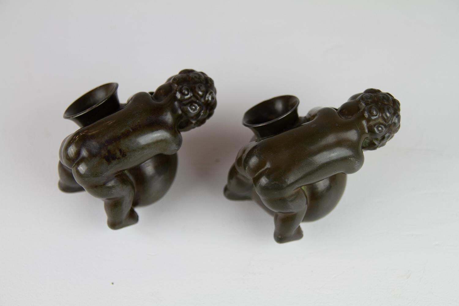 Art Deco Pen Holders In Disko Metal By Just Andersen, 1930s. Set Of 2. photo Home Decor