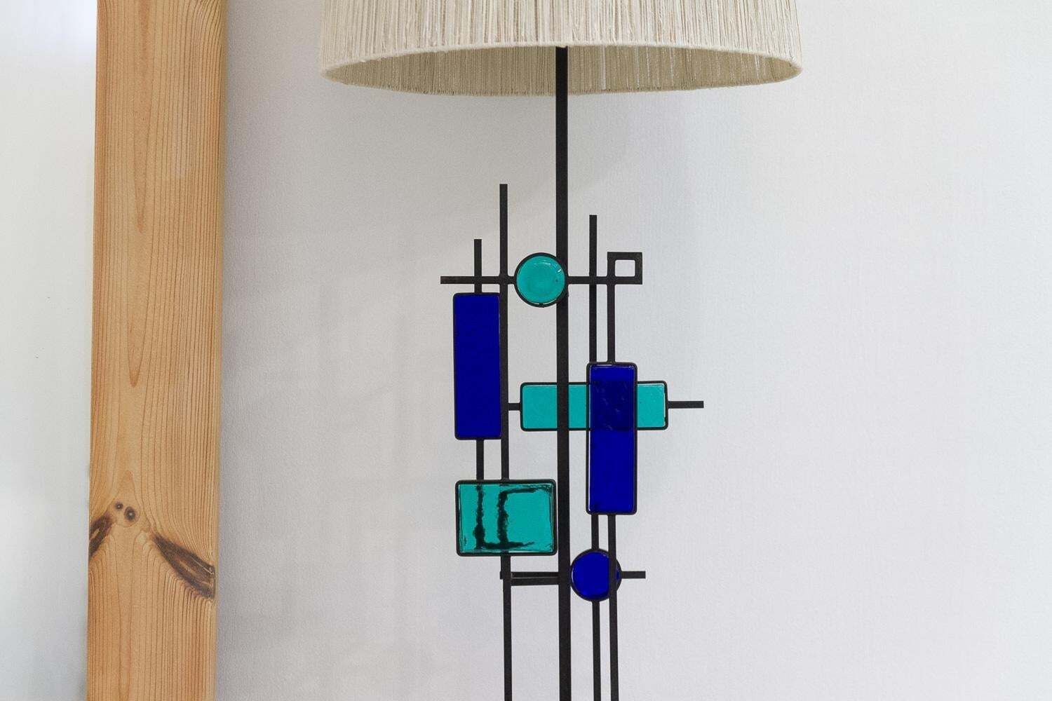 Danish Modern Tall Table Lamp Iron And Glass By Svend Aage Holm Sørensen, 1970s. photo 2125.0