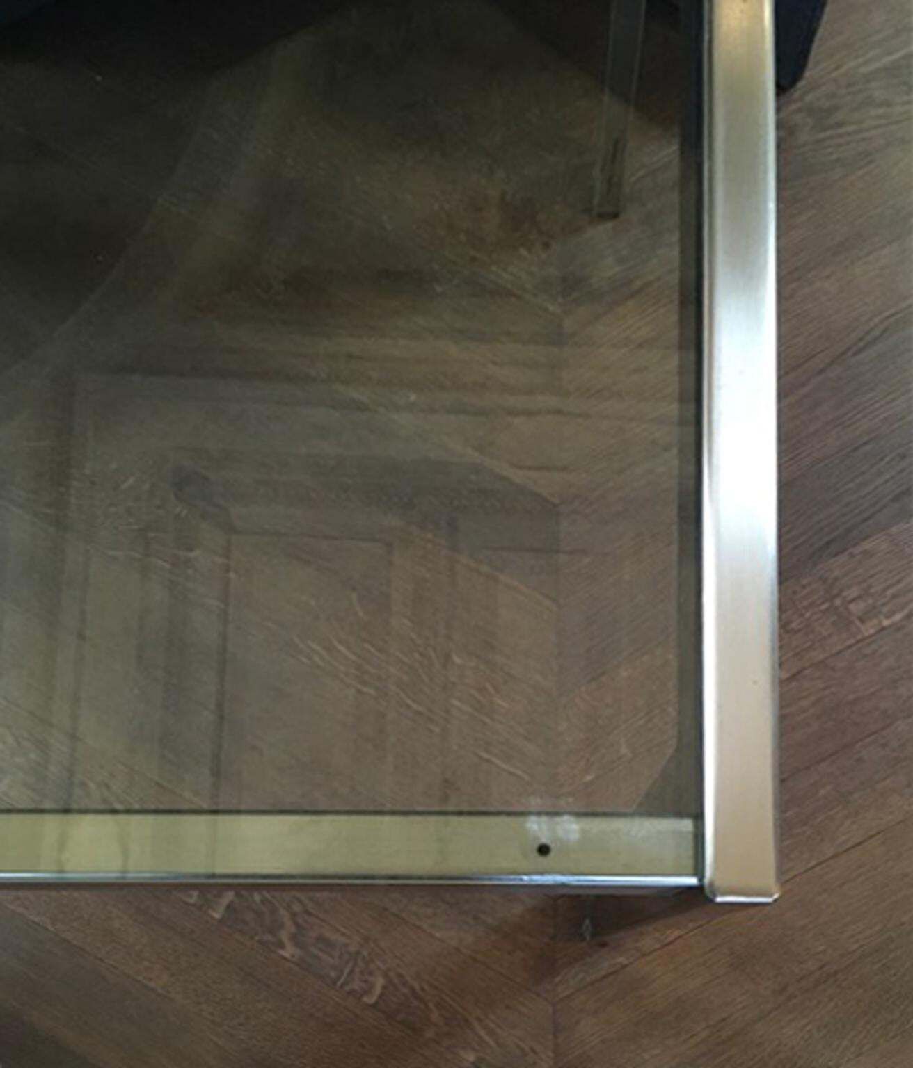 1960 Mid Century Modern Italian Design Brushed Steel Crystal Desk photo 1700.0