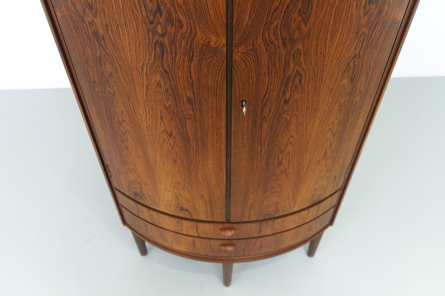 Danish Mid Century Modern Rosewood Bow Front Corner Cabinet, 1950s. photo Furniture