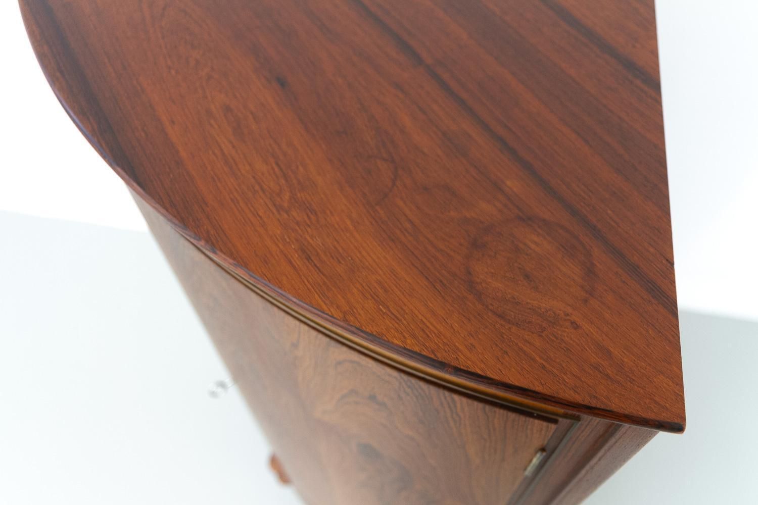 photo buy Danish Mid Century Modern Rosewood Bow Front Corner Cabinet, 1950s.