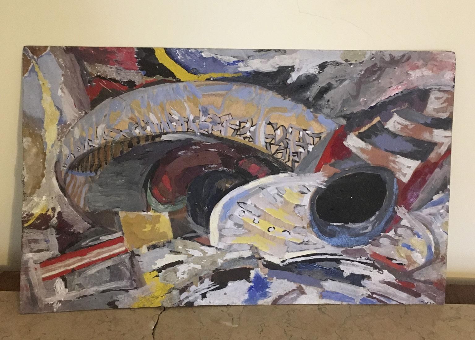 1954 Italy Abstract Painting Venice Biennial Special Artwork By Ermete Lancini photo for sale