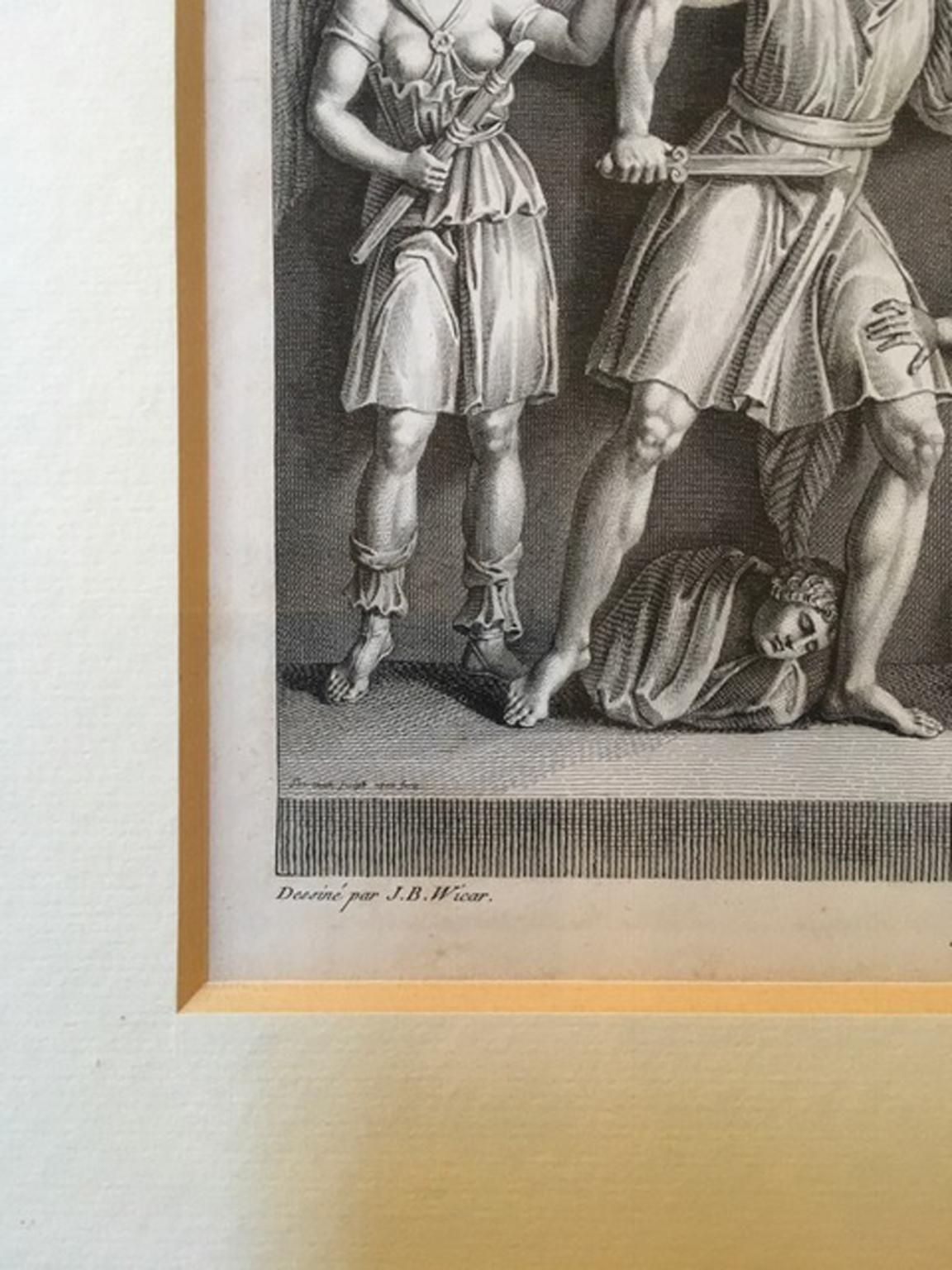 France Mid 19th Century Pair Of Neoclassical Black And White Prints By J.C.Ulmer photo Art