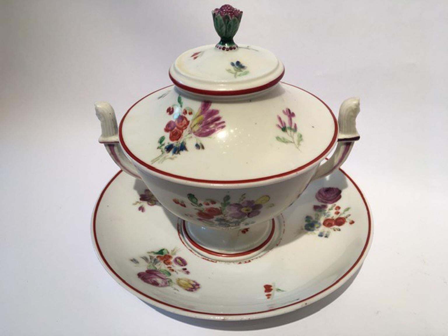 Italy 18th Century Richard Ginori Porcelain Sugar Bowl With Cover photo Home Decor