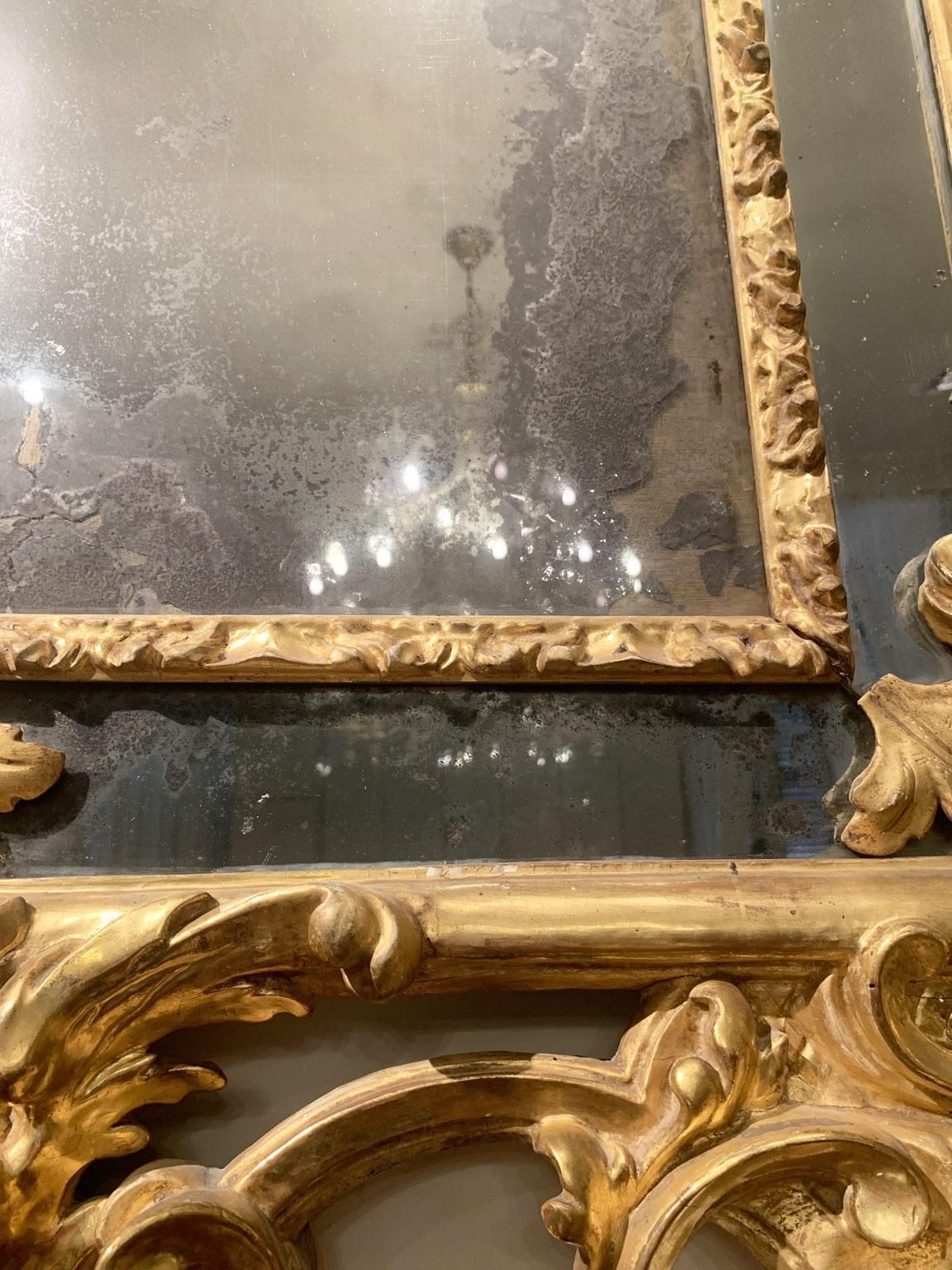 Italy Early 18th Century Barocco Giltwood And Carved Fireplace Mirror photo 55241.0