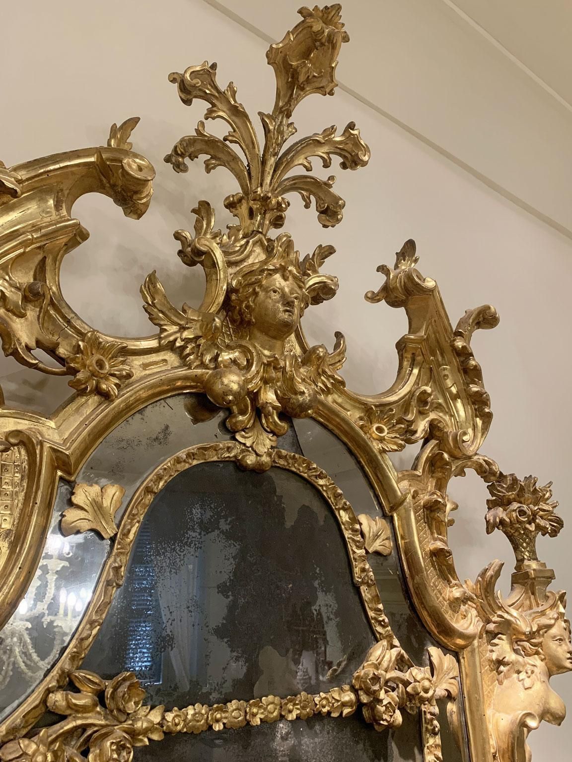 Home Decor Italy Early 18th Century Barocco Giltwood And Carved Fireplace Mirror photo