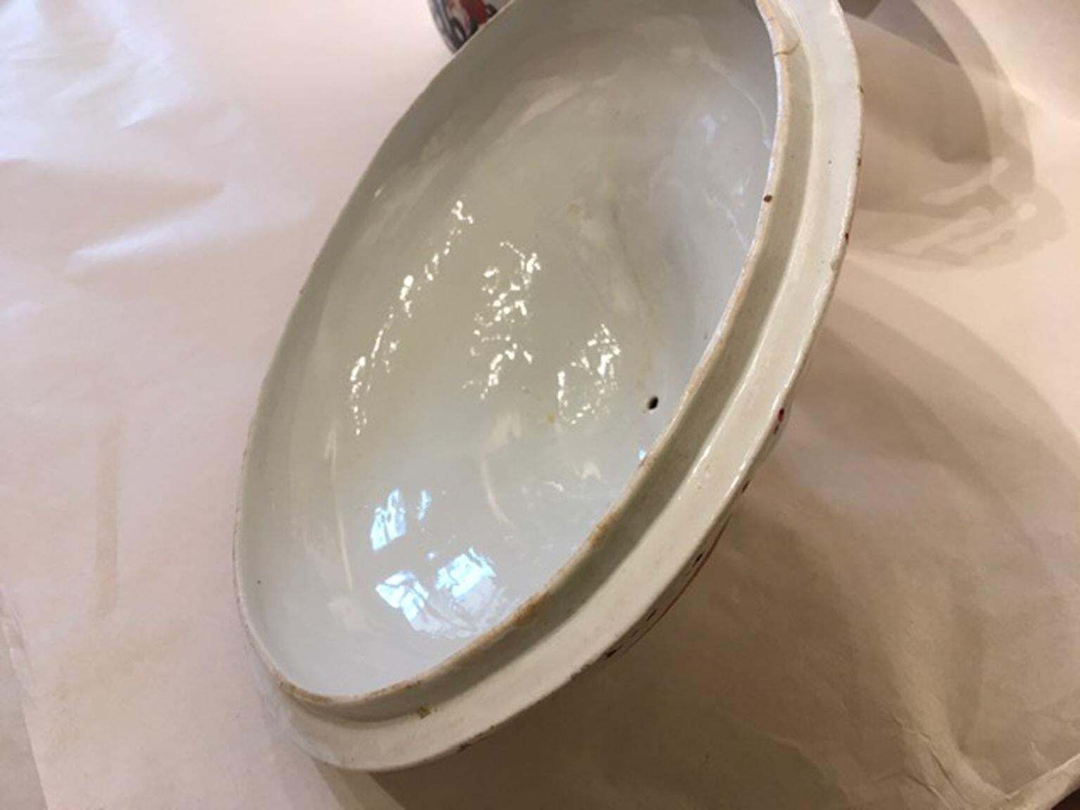 2975.0 Italy Richard Ginori Mid 18th Century Porcelain Soup Bowl Red Blue Decor photo