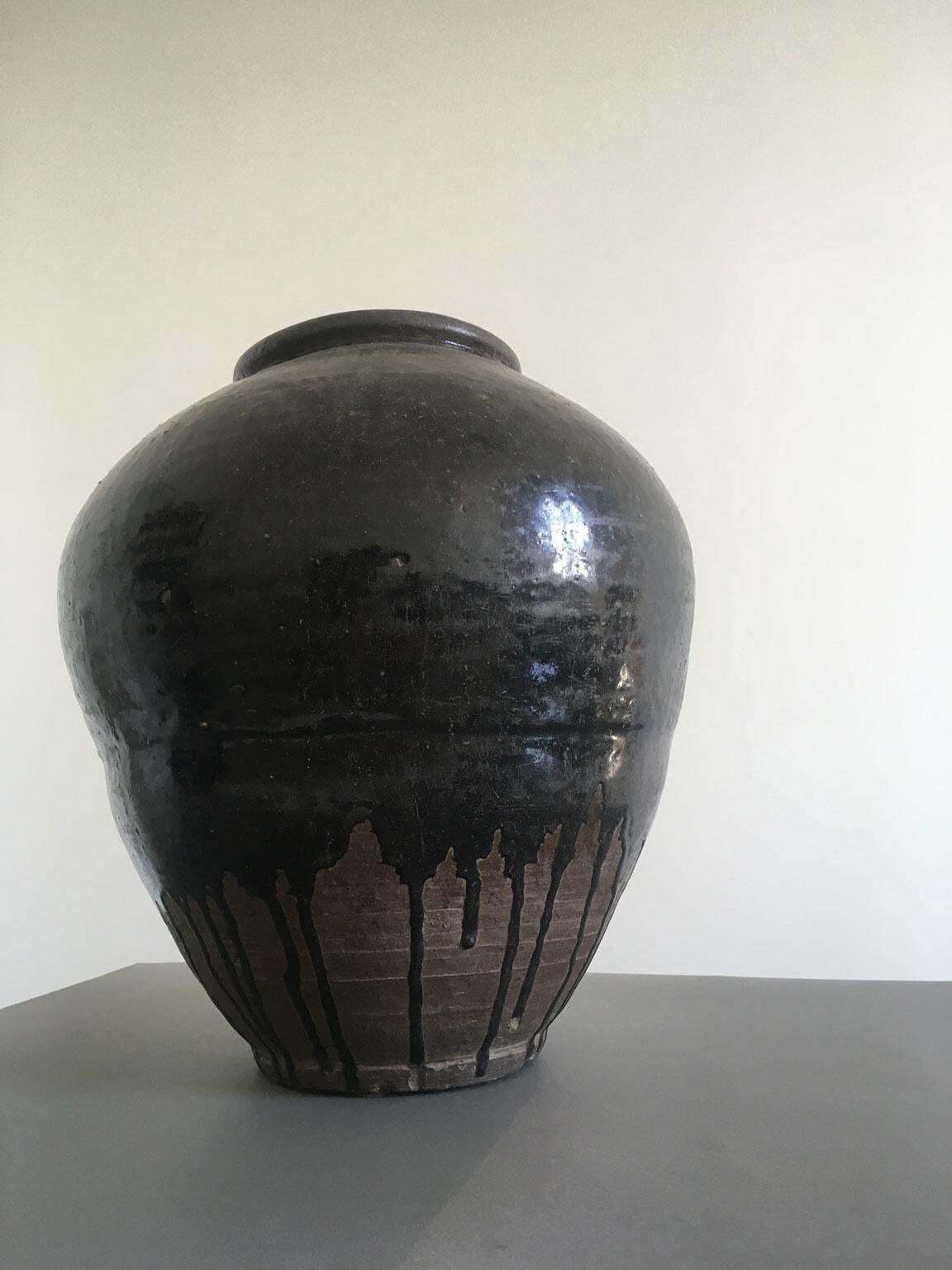Late 18th Century Khmer Brown Glazed Terracotta Vase photo buy