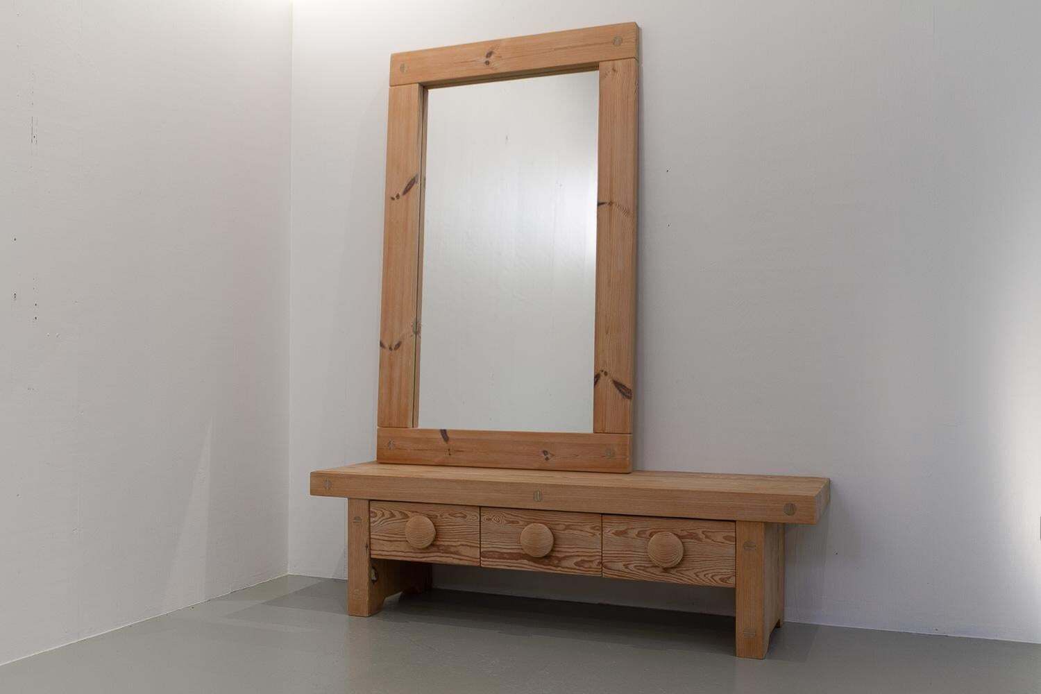 Swedish Modern Pine Bench And Mirror By Ruben Ward For Fröseke, 1970s. photo buy