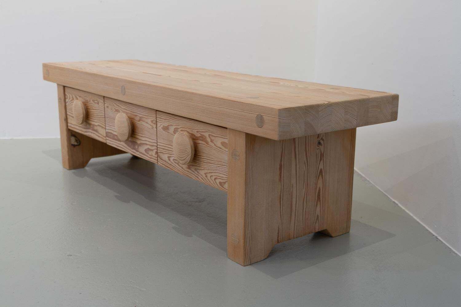 Furniture Swedish Modern Pine Bench And Mirror By Ruben Ward For Fröseke, 1970s. photo