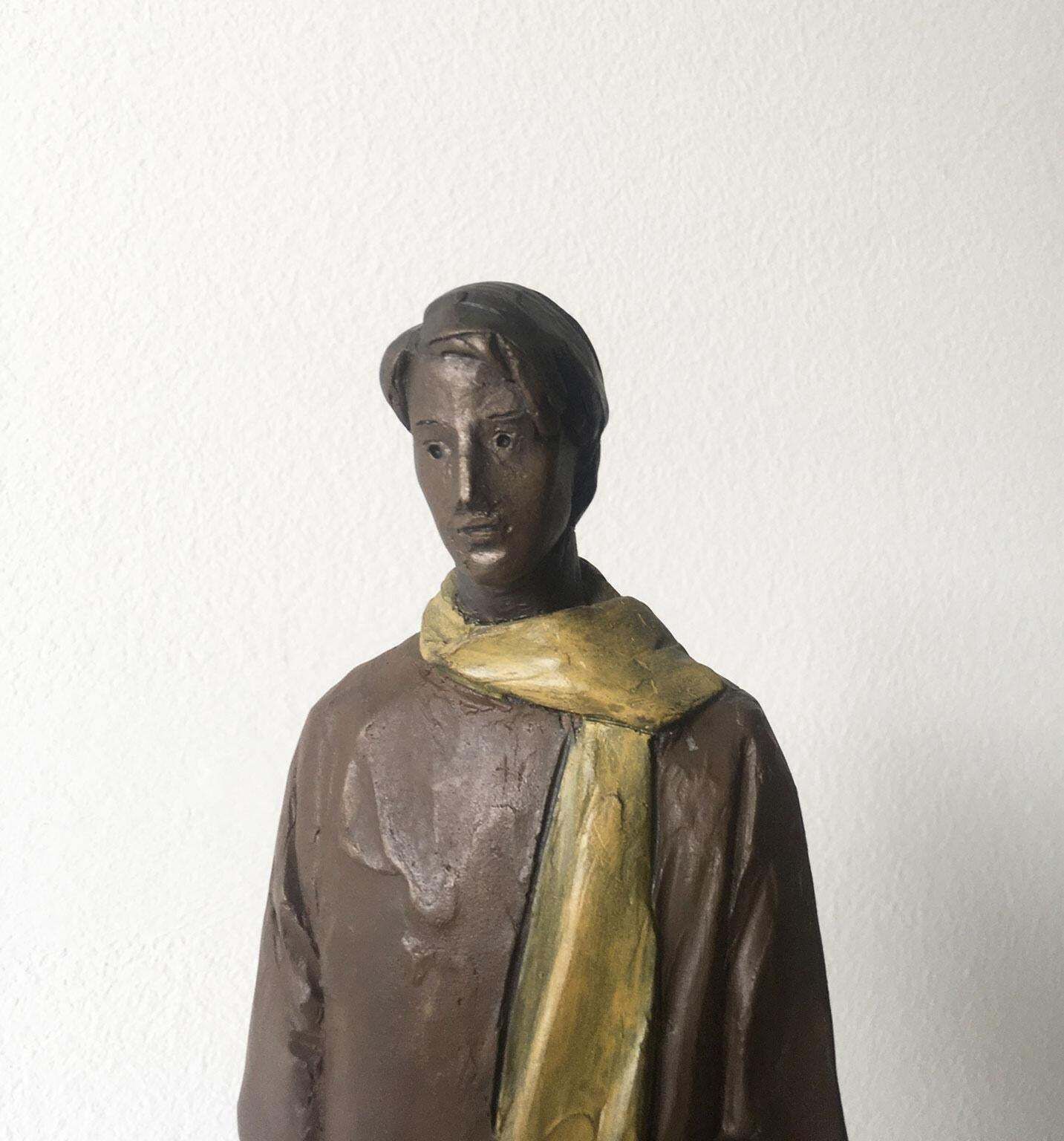 Italy Cast Bronze Man Figurine Sculpture By Aron Demetz  Il Grande Freddo photo vinterior
