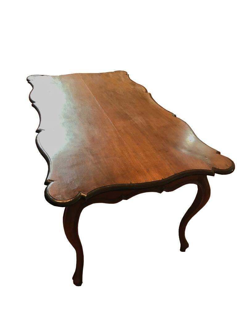 Italy 18th Century  Baroque Walnut Organic Shape Table Desk photo for sale