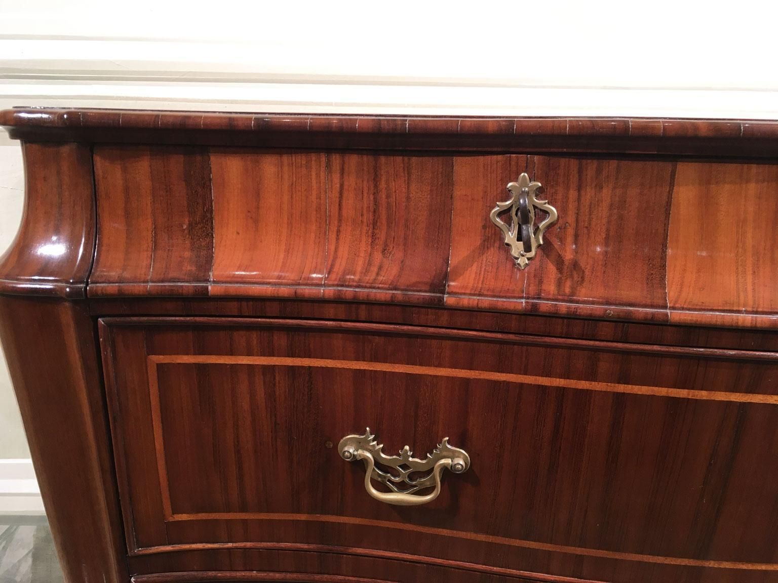18th Century Venezia Italy Baroque Carved And Inlaid Walnut Chest Of Drawers photo Furniture