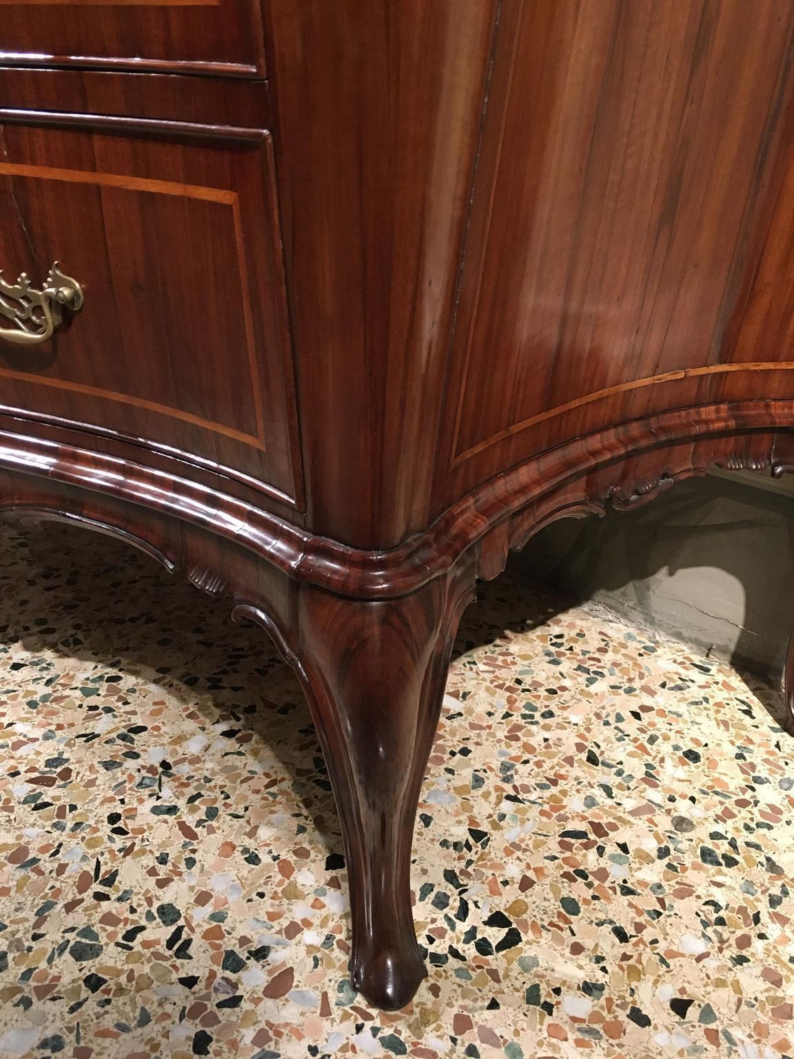photo buy 18th Century Venezia Italy Baroque Carved And Inlaid Walnut Chest Of Drawers