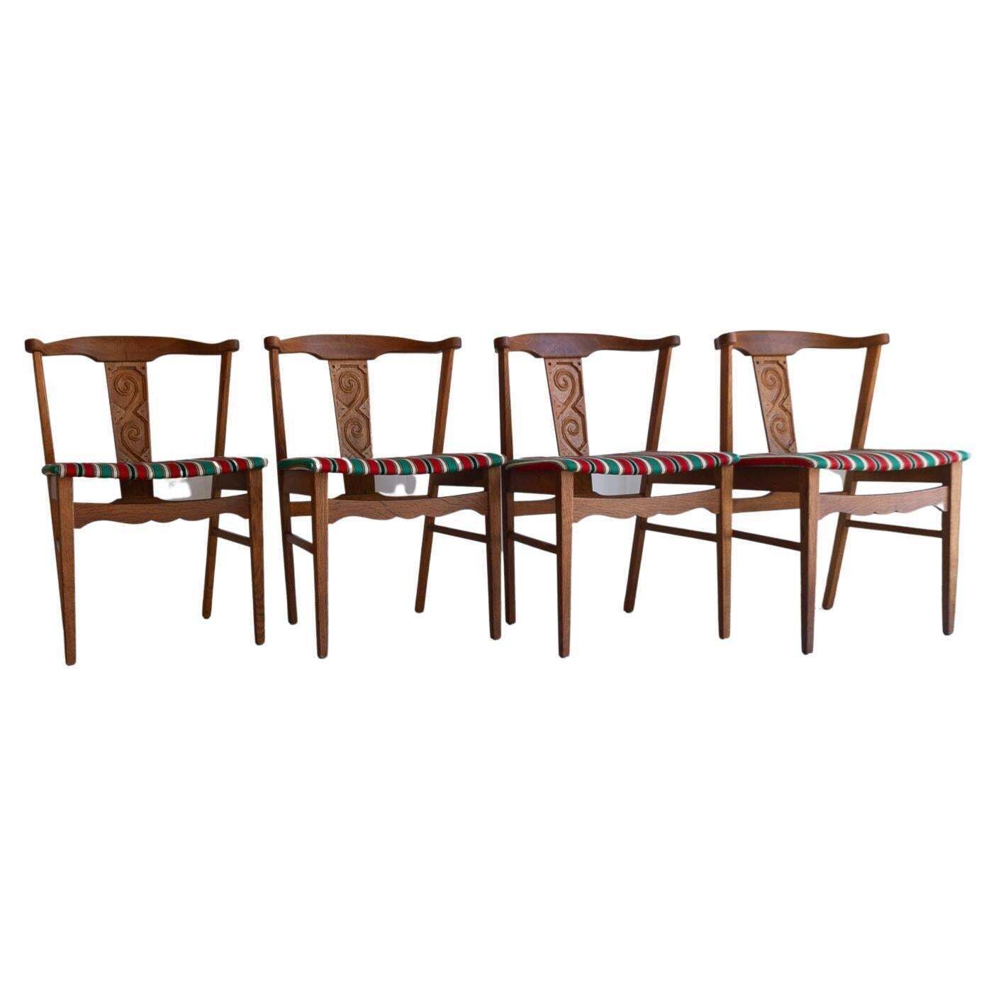 Vintage Danish Oak Dining Chairs By Kjærnulf, 1960s. Set Of 4.