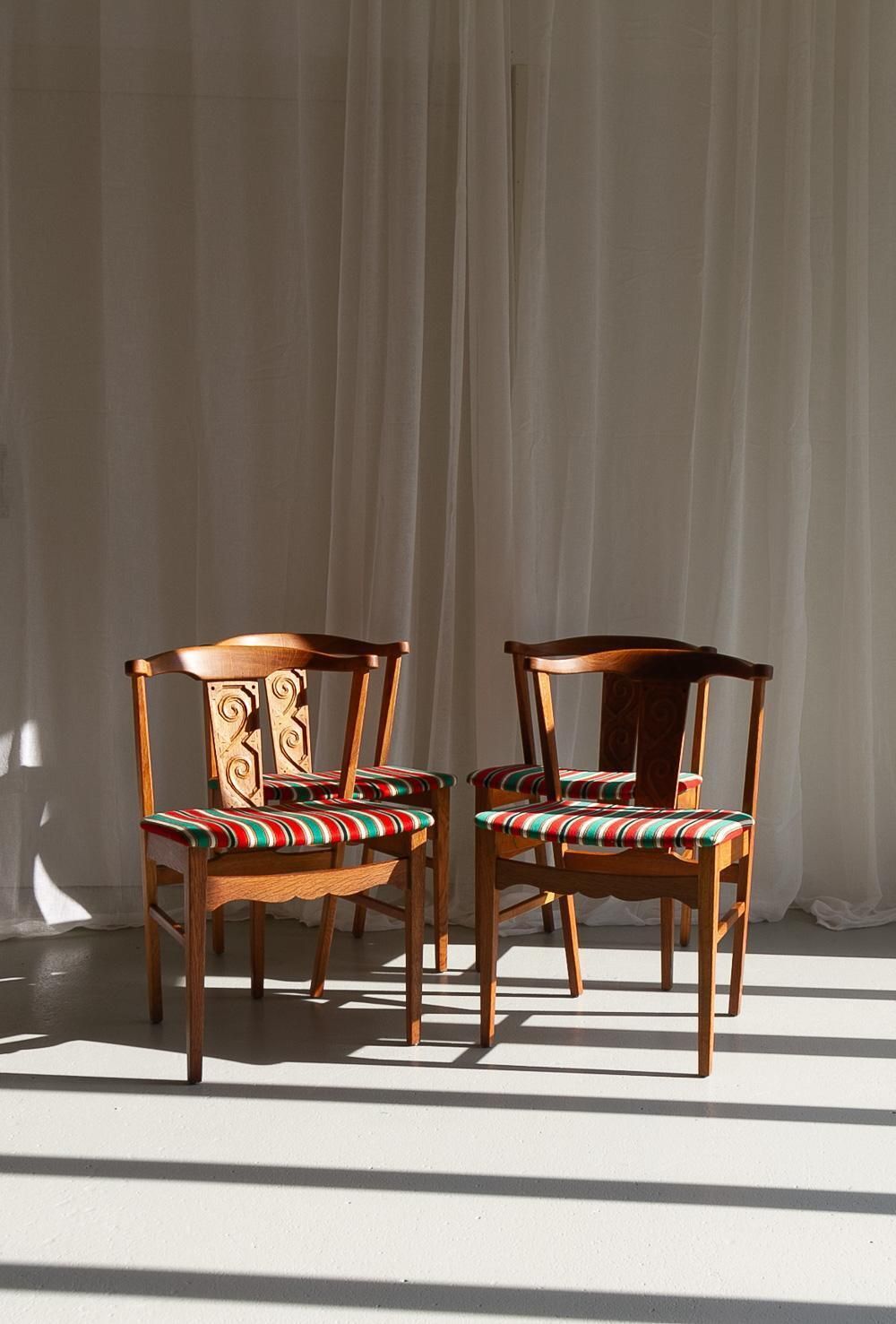 Furniture Vintage Danish Oak Dining Chairs By Kjærnulf, 1960s. Set Of 4. photo