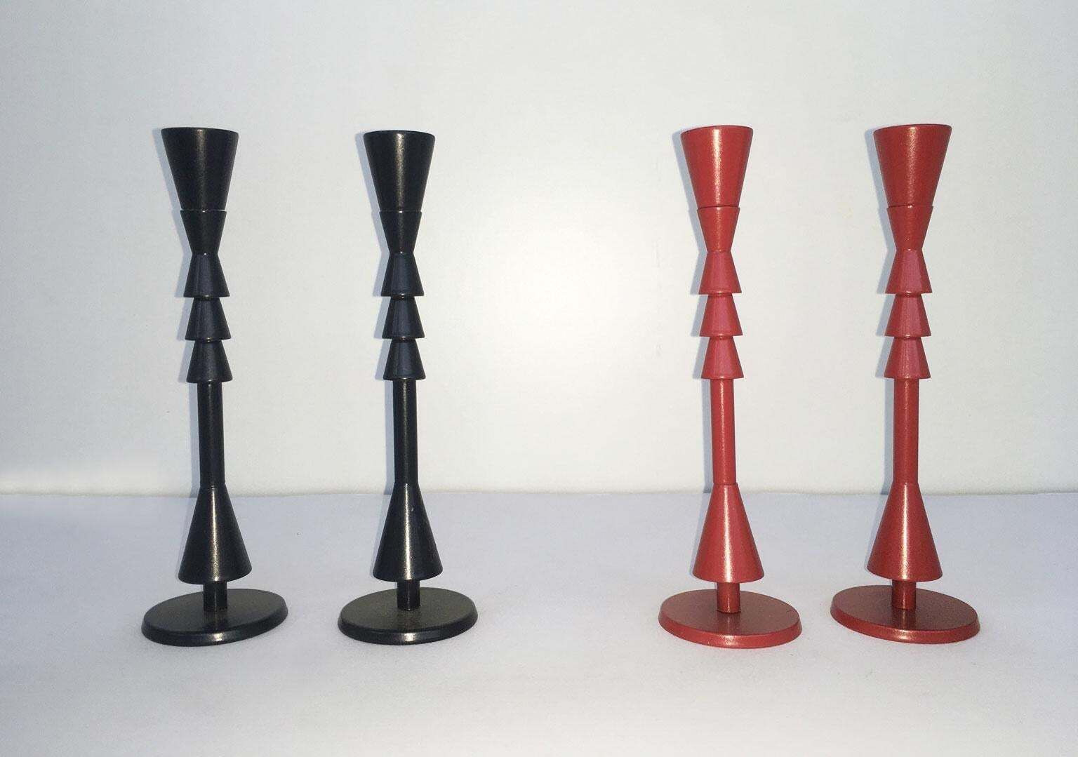 1974 Italy  Ugo La Pietra Ad Arte Red Bronze Abstract Sculpture Candleholders photo vintage