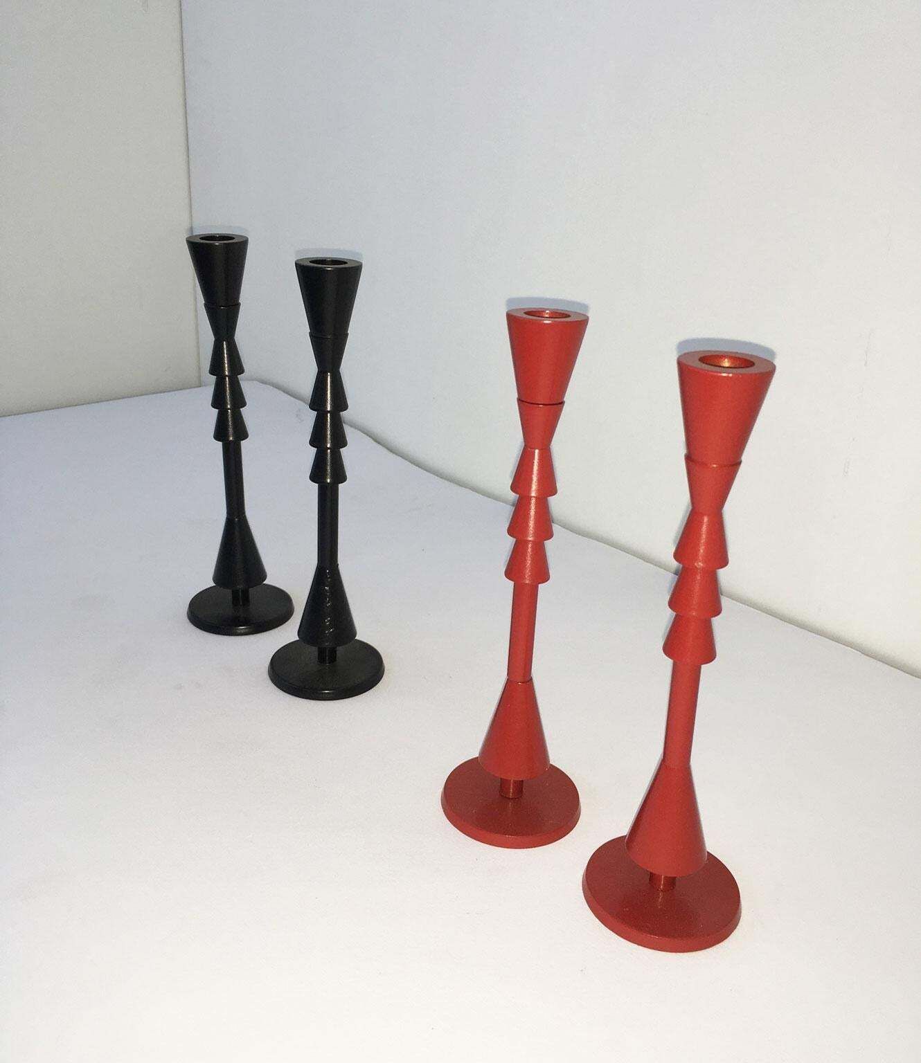 photo buy 1974 Italy  Ugo La Pietra Ad Arte Red Bronze Abstract Sculpture Candleholders