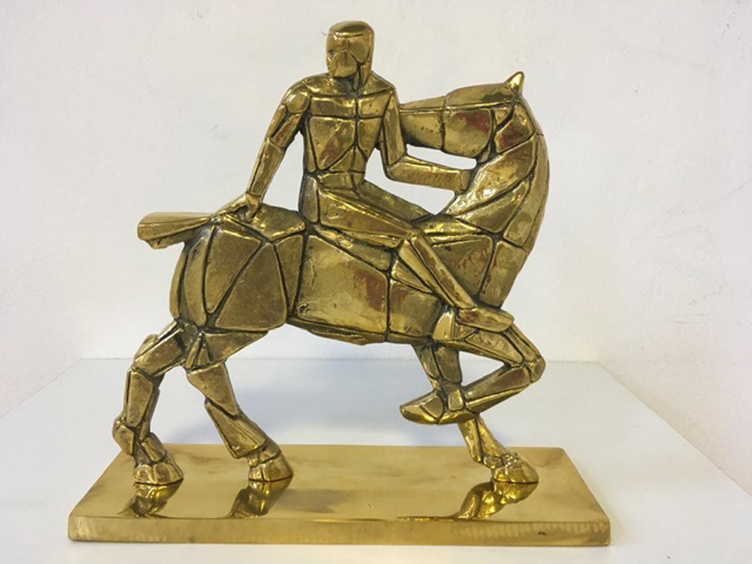 1980 Italy Post Modern Bronze Sculpture Horse And Rider photo furniture