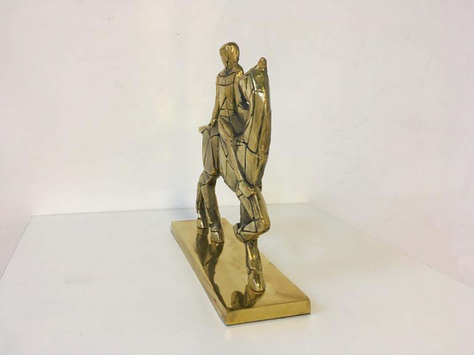 1980 Italy Post Modern Bronze Sculpture Horse And Rider photo 1827.0
