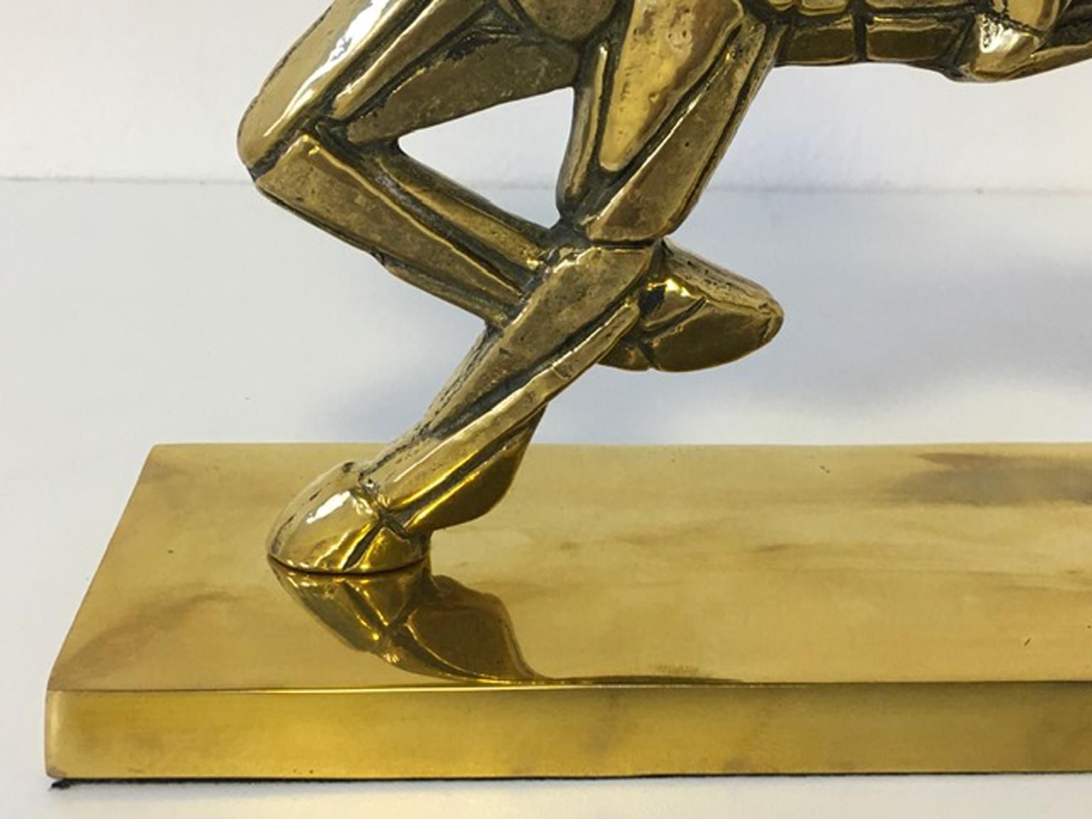 Art 1980 Italy Post Modern Bronze Sculpture Horse And Rider photo
