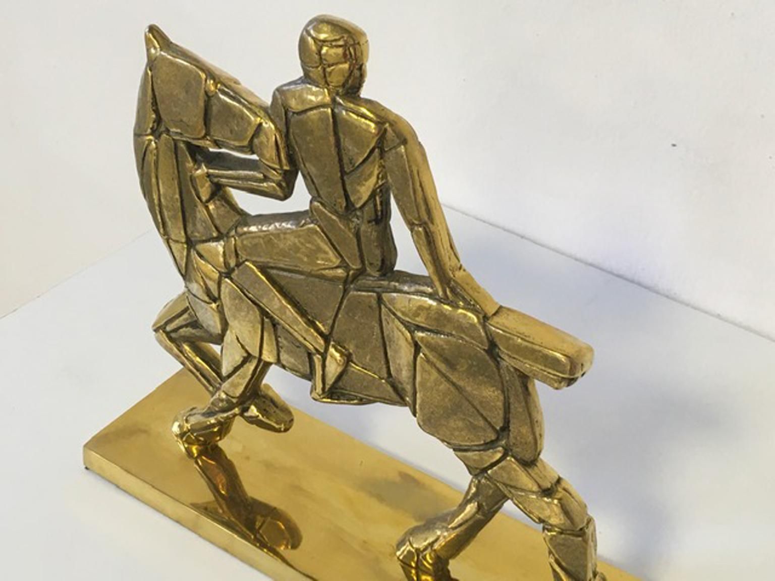photo buy 1980 Italy Post Modern Bronze Sculpture Horse And Rider
