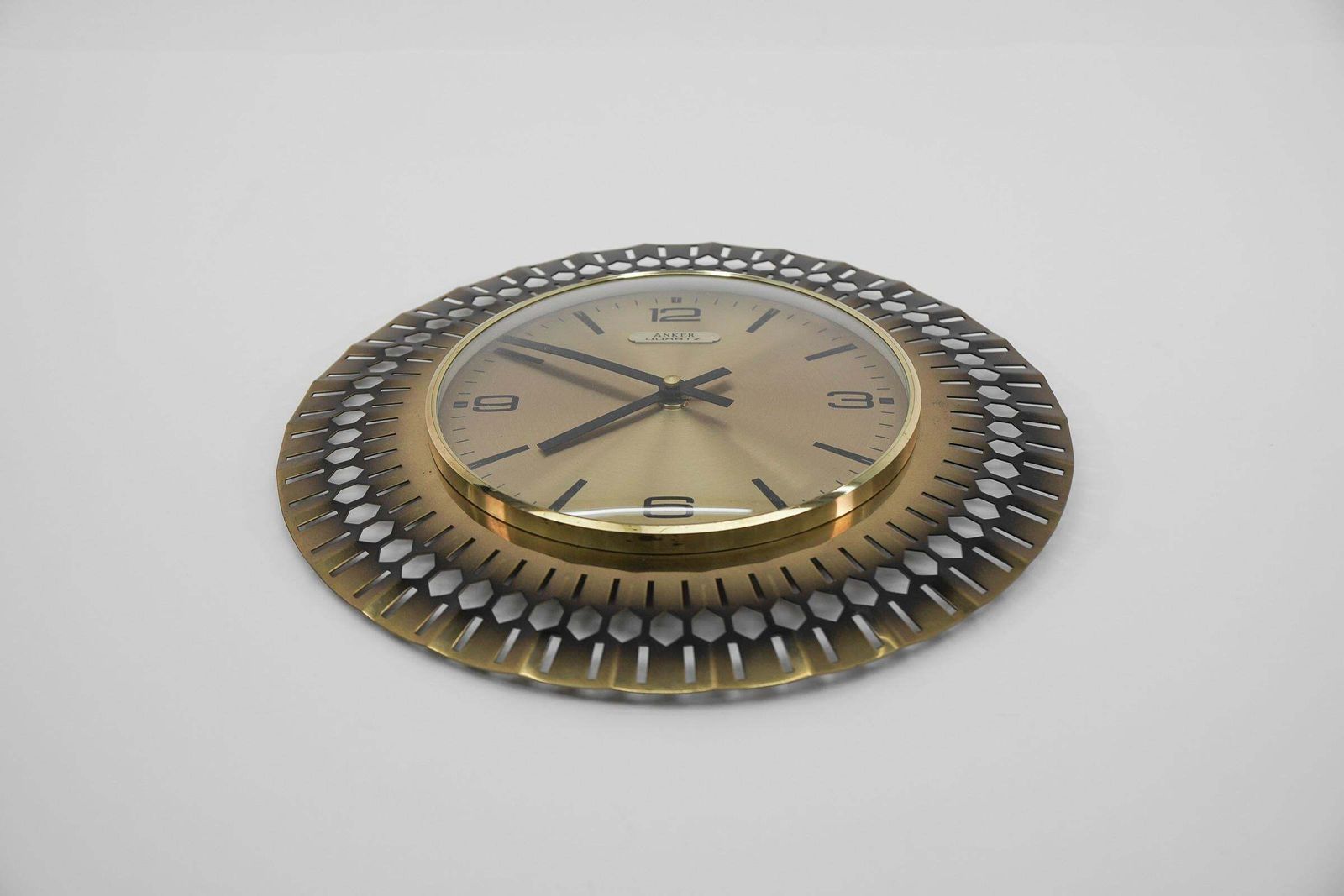 Mid Century Modern Sunburst Wall Clock By Meister Quarz In Brass, 1960s, Germany photo furniture