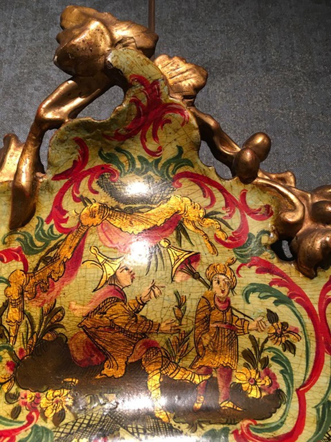 Venice Italy Mid 18th Century Light Green Baroque Lacquered Mercury Glass Mirror photo buy