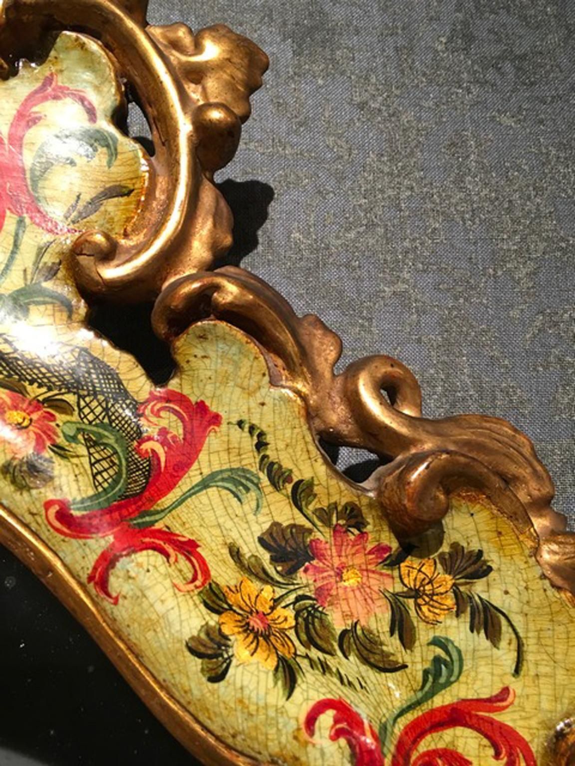 Venice Italy Mid 18th Century Light Green Baroque Lacquered Mercury Glass Mirror photo vintage