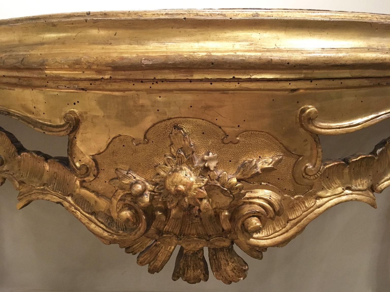 Furniture 1725 Venezia Italy Giltwood Engraved Console With Onyx  Marble Top photo