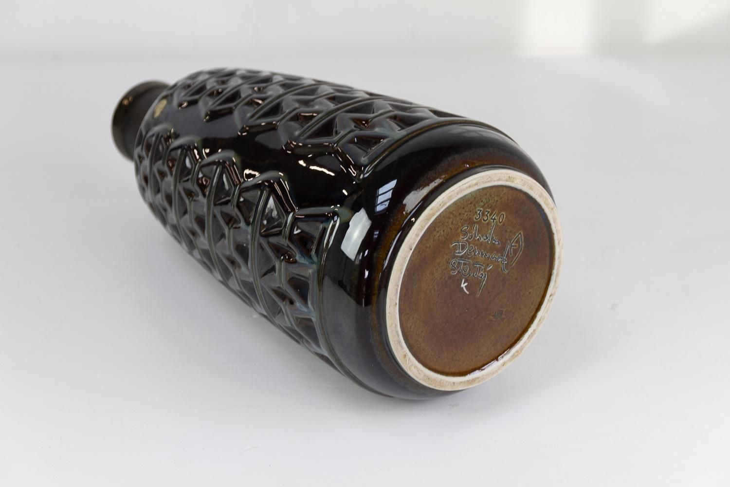 Large Danish Ceramic Vase In Blue Glaze By Einar Johansen For Søholm, 1960s. photo vintage
