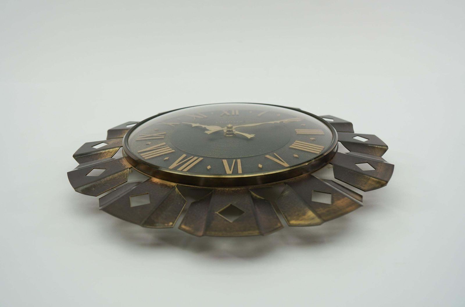 Mid Century Modern Sunburst Wall Clock By Richter Quarz In Brass, 1960s Germany photo buy