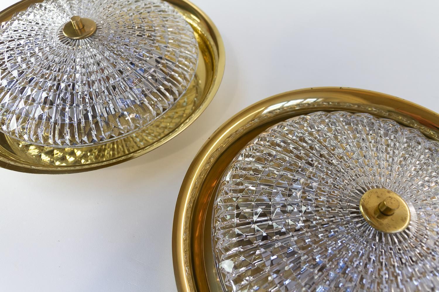 Orrefors Brass Wall Or Ceiling Lamps By Fagerlund For Lyfa, 1960s. Set Of 2. photo buy