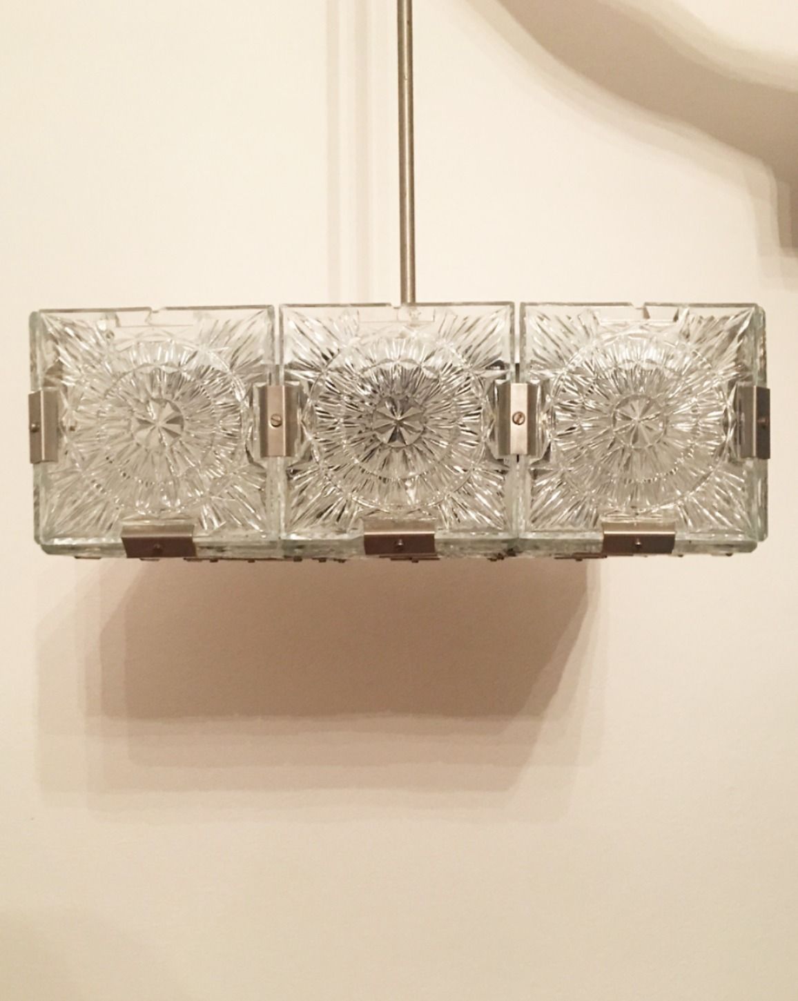 Chandelier   "Cube" Made In Czechoslovakia In Fabrique Kamenicky Senov In 1960s photo 650.0