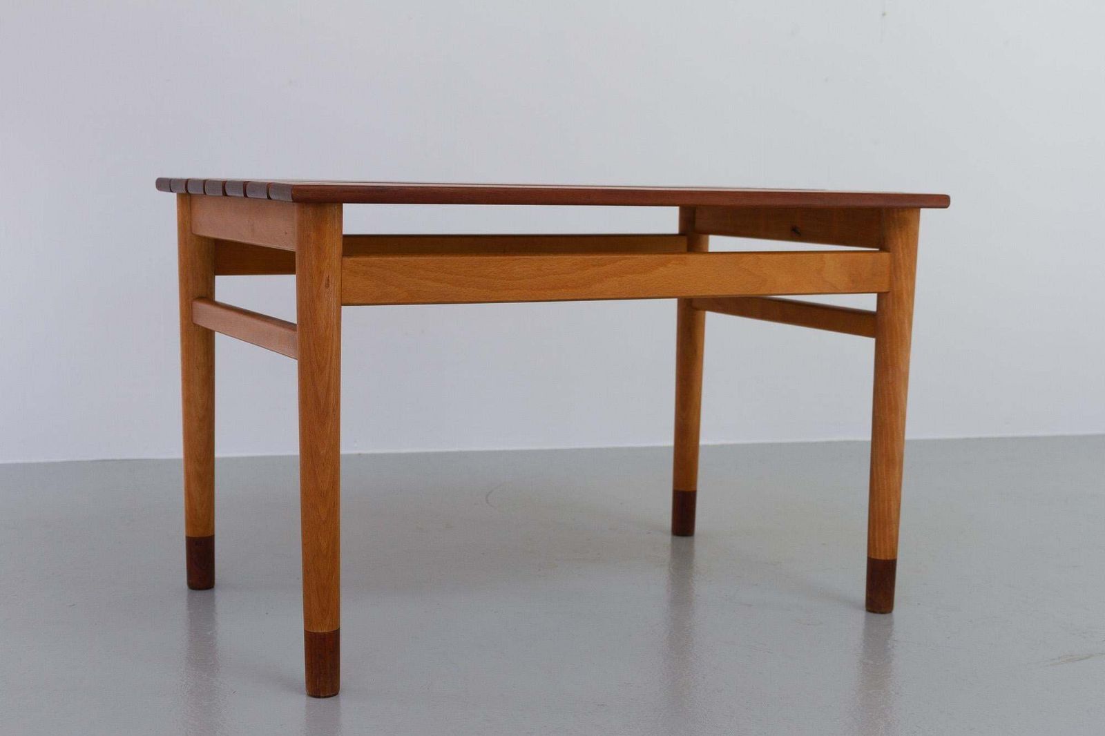 Danish Modern Teak And Beech Bench, 1950s photo for sale