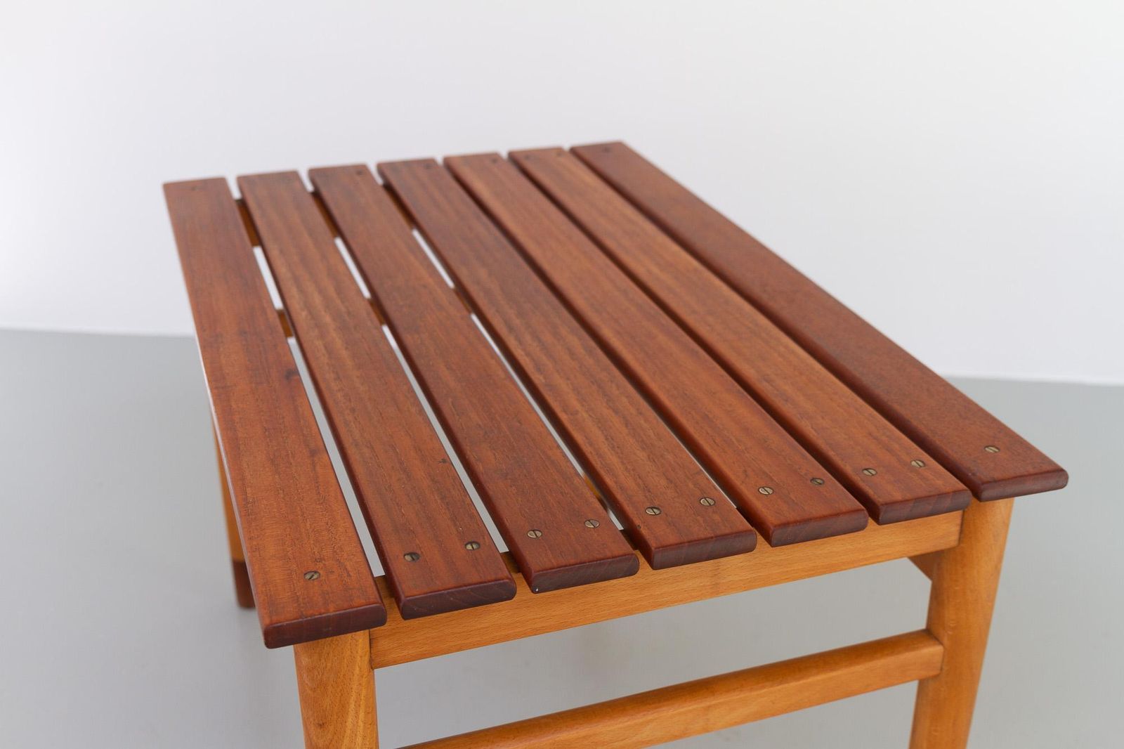 Danish Modern Teak And Beech Bench, 1950s photo vinterior