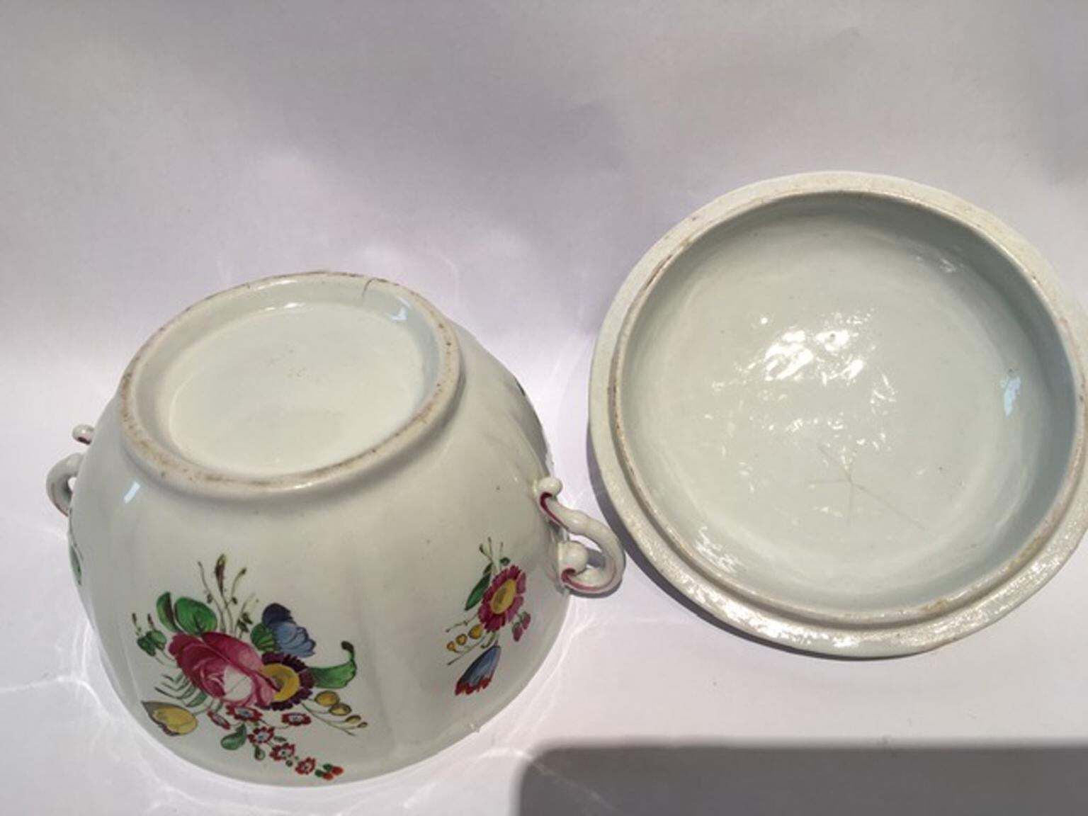 Italy 18th Century Richard Ginori Porcelain Covered Cup Or Sugar Bowl photo vintage